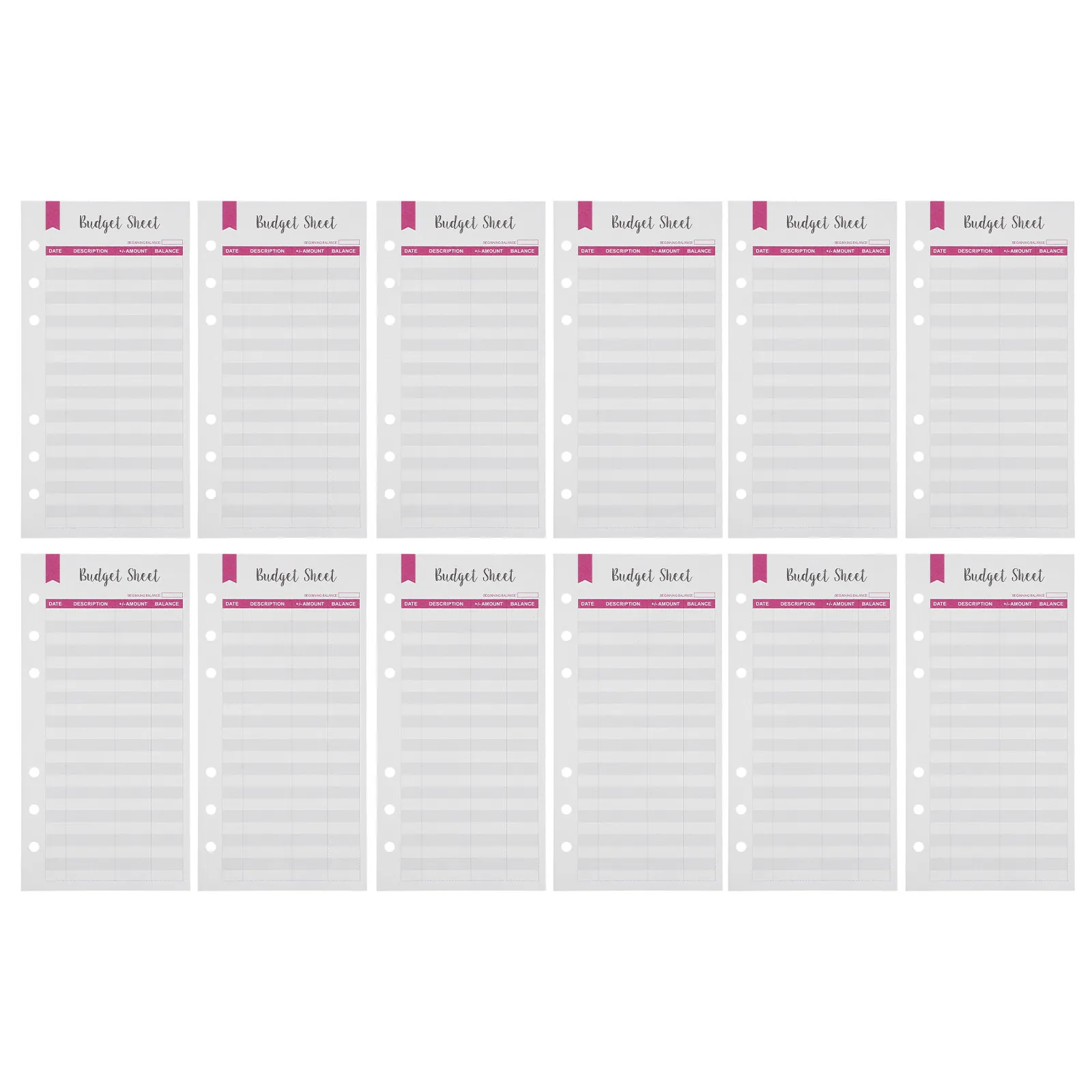 

12 шт. плотных бумажных листов для бюджета, для папки А6 с 6 отверстиями, портативный трекер расходов, вкладыши для планировщика бюджета, вкладыши для блокнота