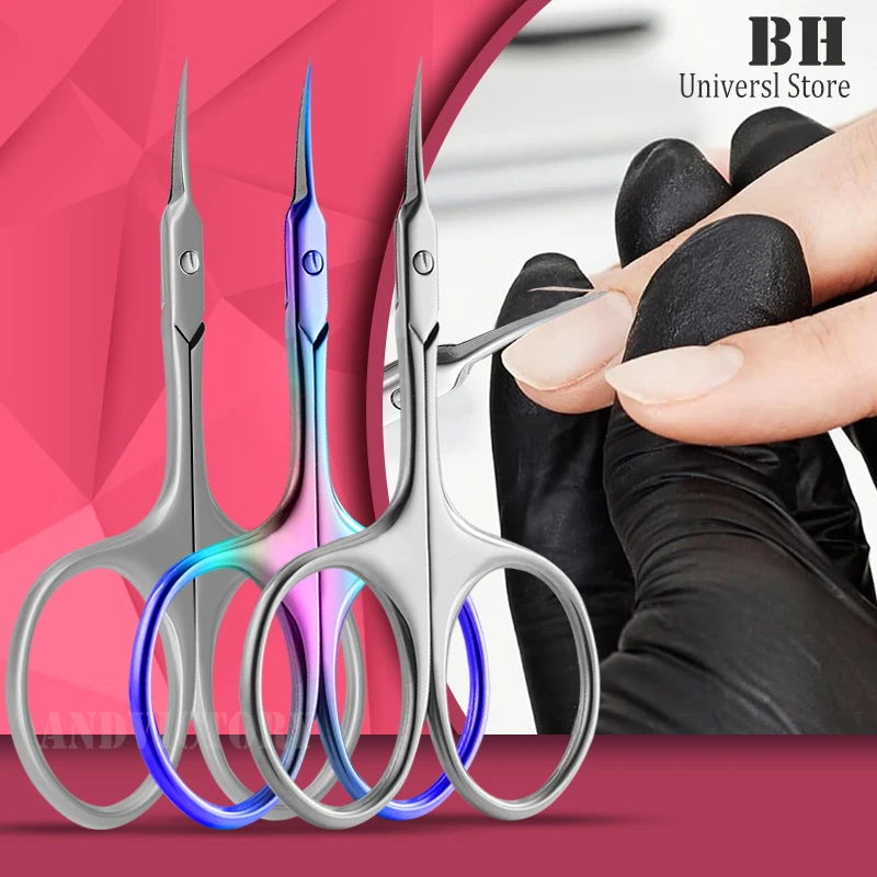 1Pc Russian Cuticle Scissors Nipper Dead Skin Scissors Stainless Steel Manicure Pedicure Tools Portable Exfoliating Nail Trimmer