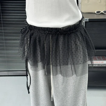 Harajuku Y2k dantel örgü kek kısa etek kadın kore Kawaii bel Lothing eşleştirme etekler gazlı bez popo etek perde Mujer Faldas