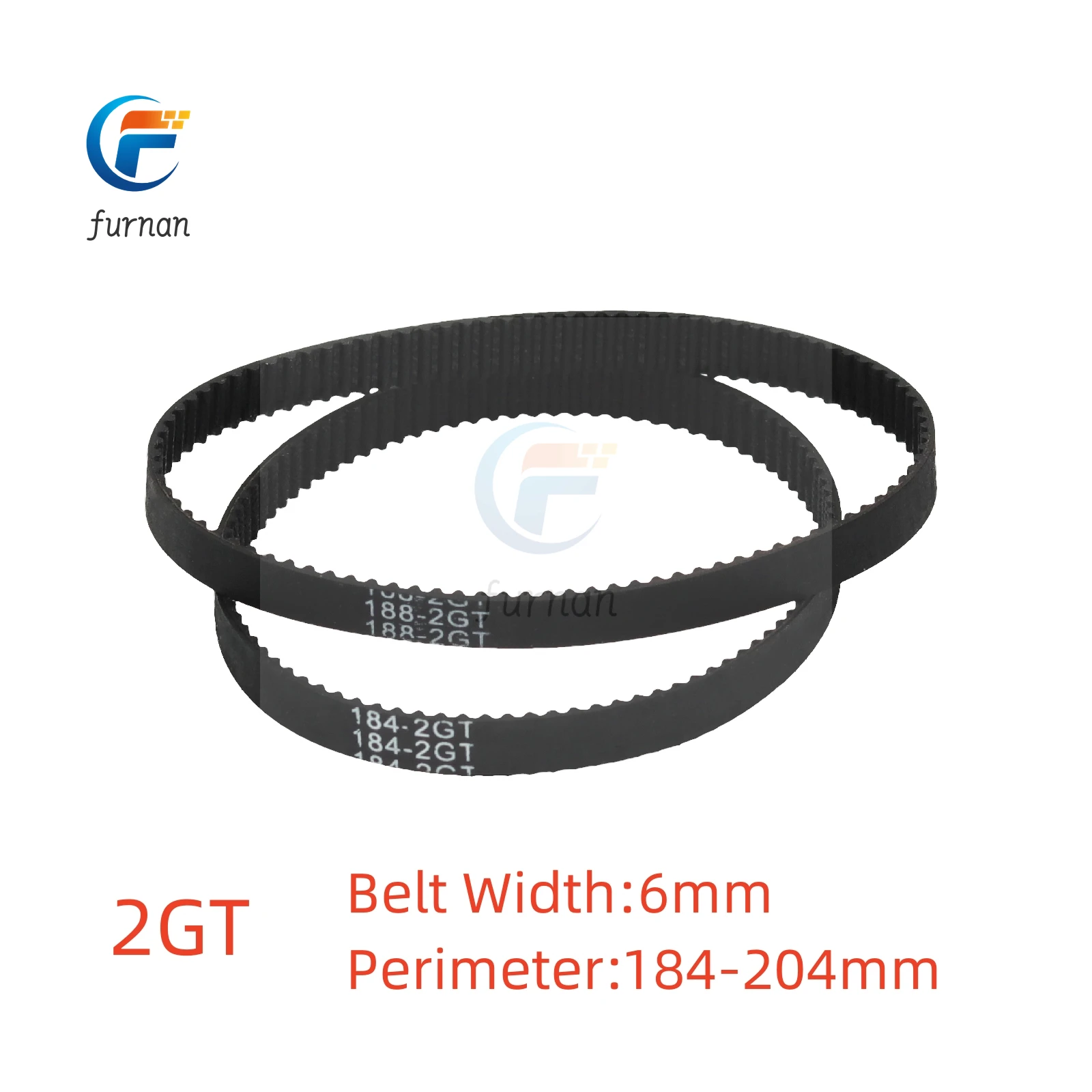 3D Printer GT2 6mm 2GT Timing Closed Loop Rubber Belt Length 184 186 188 190 192 194 196 198 200 202 204mm  Transmission belt