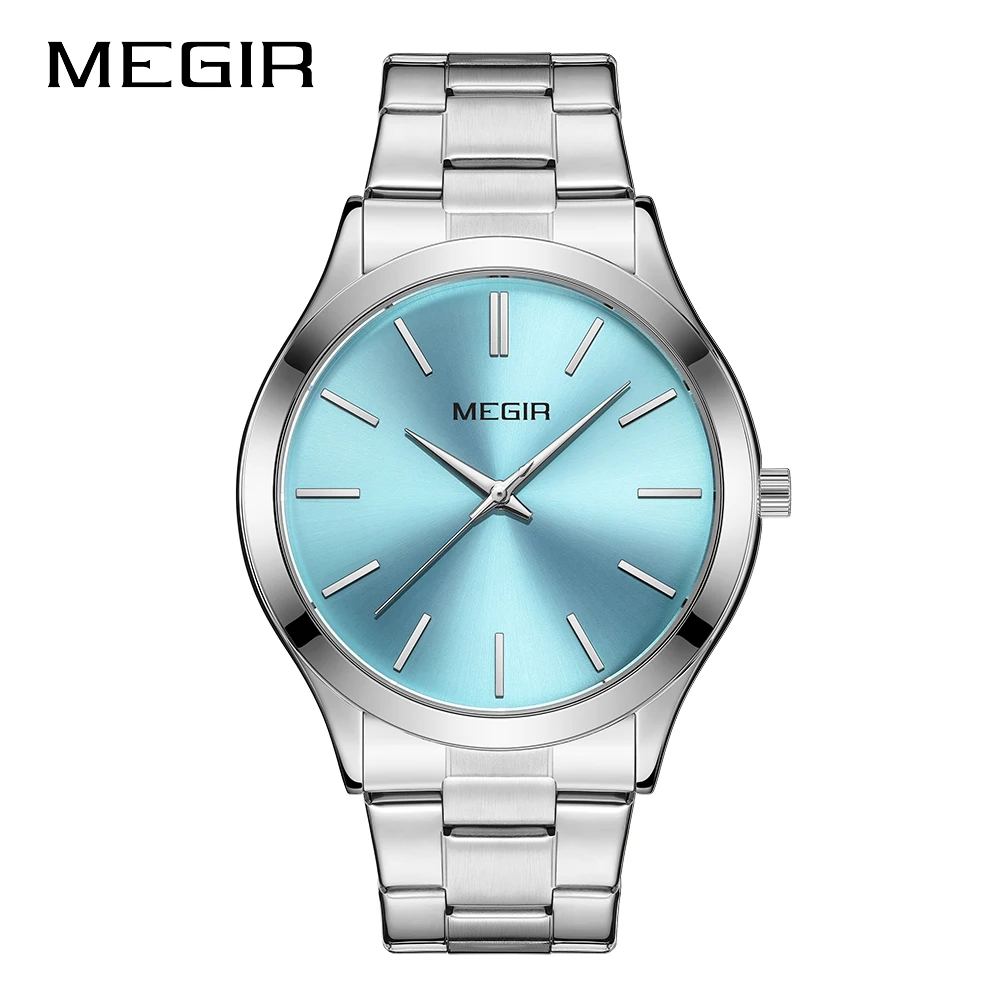 MEGIR Business Luxury Men's Watches Stainless Steel Luminous Waterproof Man Wristwatch Fashion Casual Men Quartz Watch Reloj