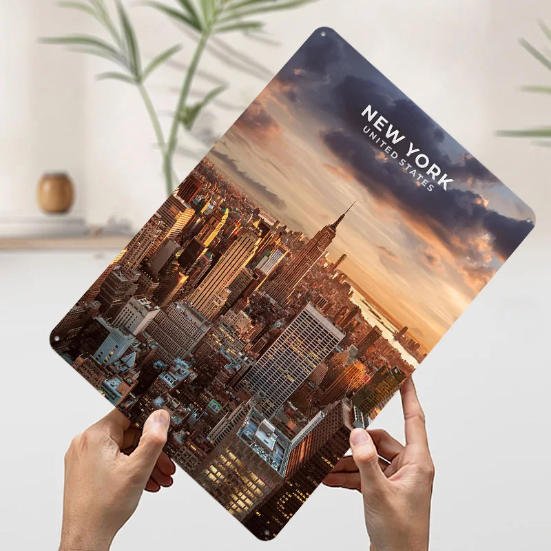 نيويورك المعادن المشارك علامات معدنية جدار الفن مخصص تين تسجيل للمنزل الديكور خمر غرفة الألعاب الداخلية الديكور الرجعية