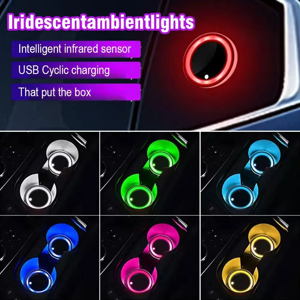 

Автомобильные светодиодные круговые фонари, автомобильные светильники для лобового стекла «сделай сам», круговые светодиодные атмосферные лампы для автомобиля, красочные декоративные светильники