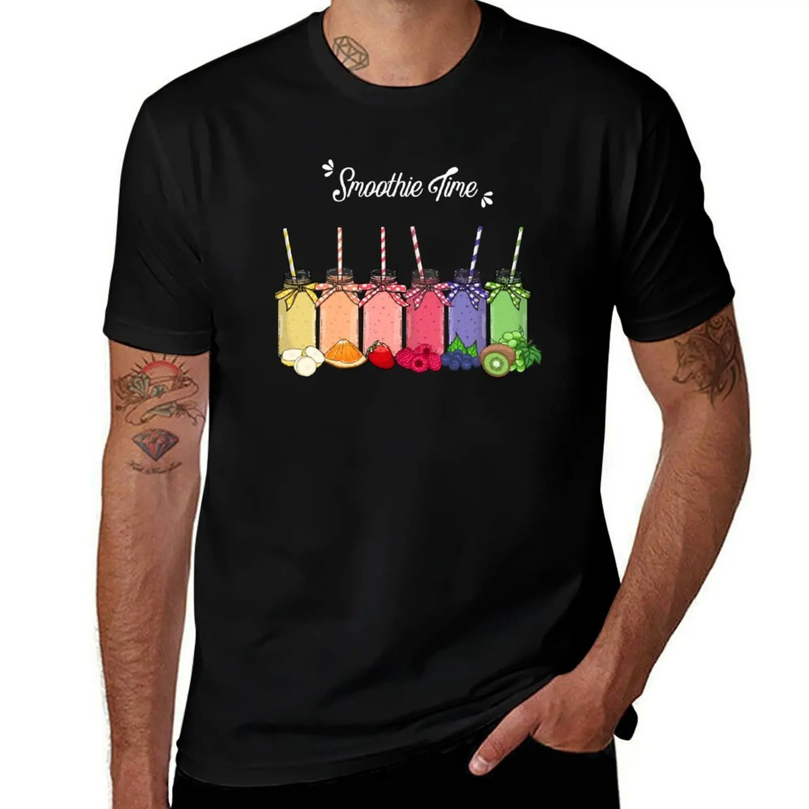 

Летние смузи! Футболка больших размеров, летние топы, винтажная мужская футболка