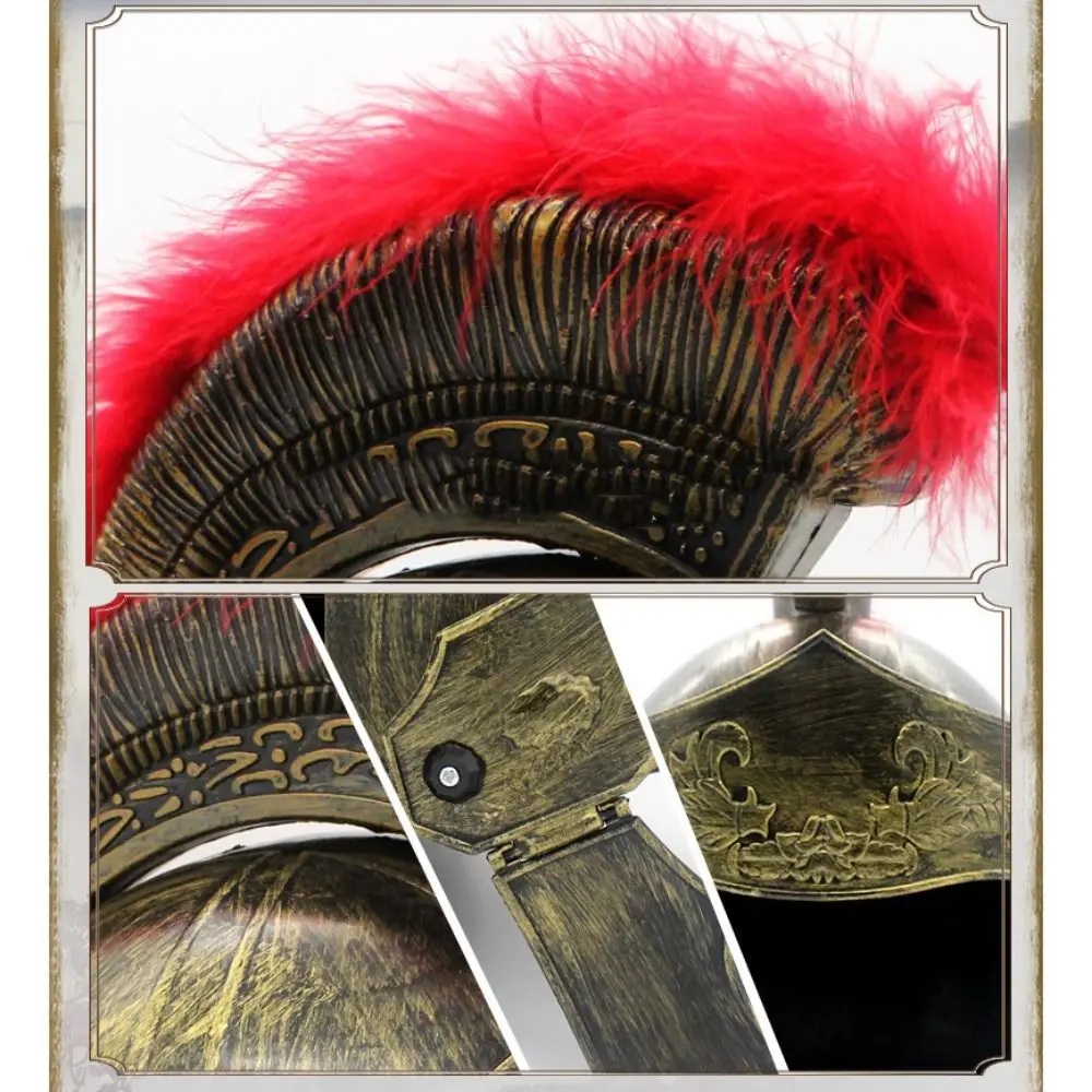 Cosplay Spartan Warrior Hat Masquerade Roman Hat Helmets Spartacu Samurai Medieval Ancient Roman Vintage Helmet Feather Lion Cap