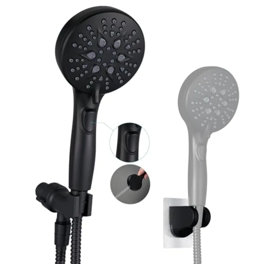 

Ручная душевая лейка с выключателем и встроенным мощным распылителем, 7 режимов высоконапорного распыления, душевая насадка с шлангом длиной 79 дюймов и B