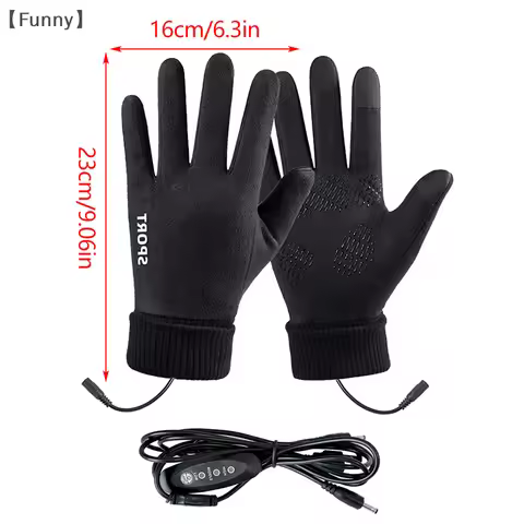 〔Funny〕USB Heated Gloves Waterproof Touchscreen Winter Snowboard Gloves Hand Warmer Fishing Skiing Motorcycle Bicycle Glove