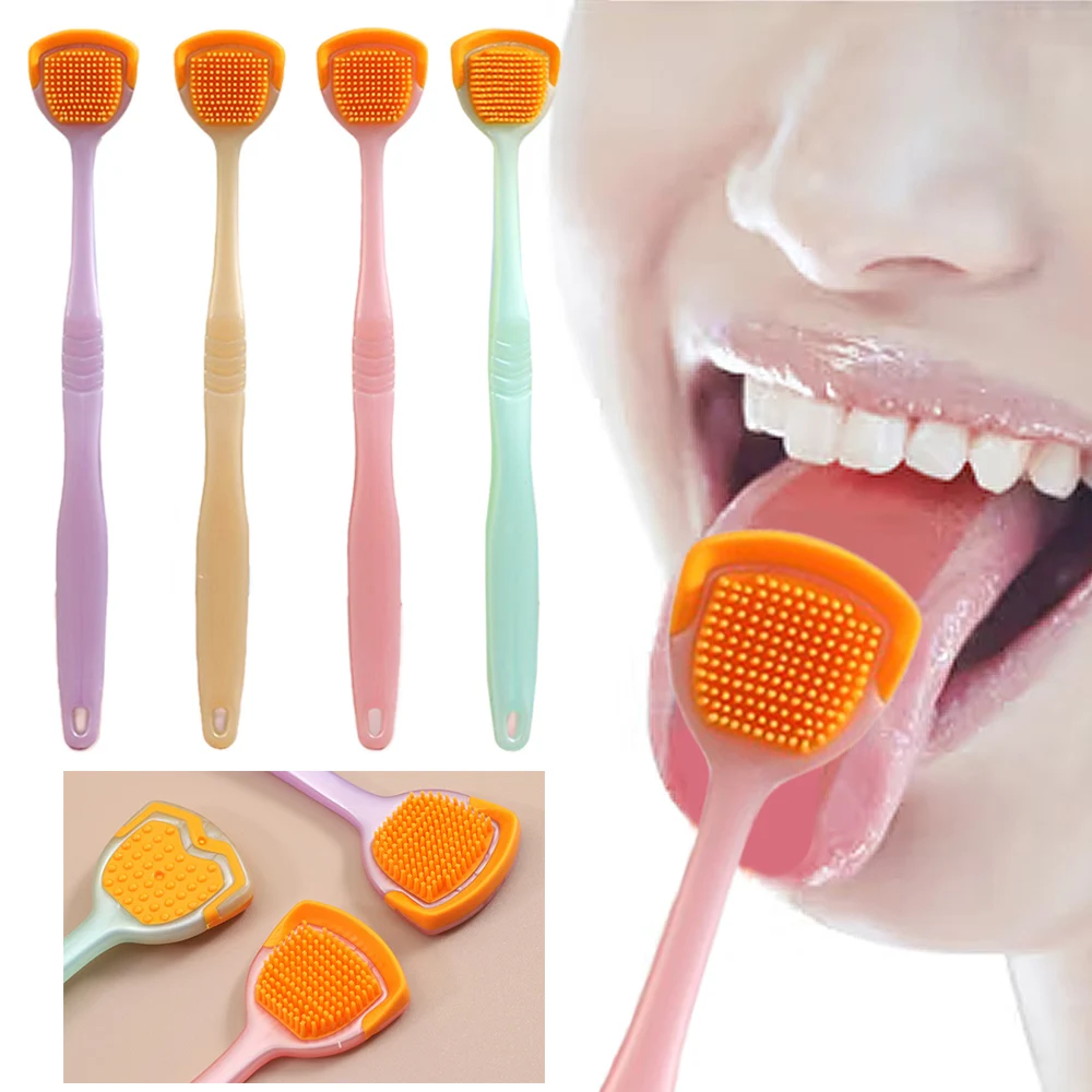 Silicone Tongue Cleaner Double-sided Tongue Cleaning Scraper Washable Professional Tongue Scraper Oral Hygiene Care Accessories