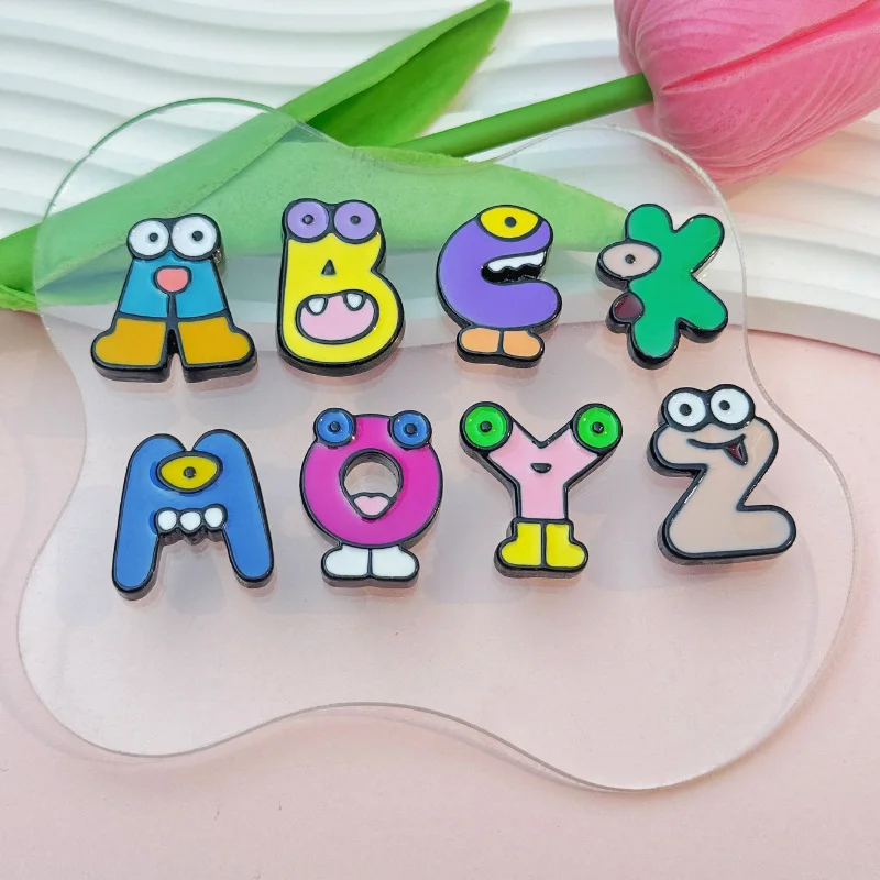

5pcs Cartoon letter shoe flower shoe buckle accessories resin DIY jewelry mobile phone case hole shoe material hairpin hair acce