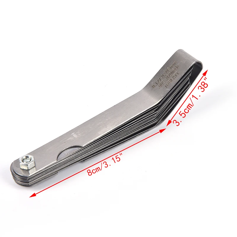 1 set for 16 Blades Feeler Gauge 0.05 to 1mm Thickness Curved Stainless Steel Gap Metric Filler Feeler Gauge HOT