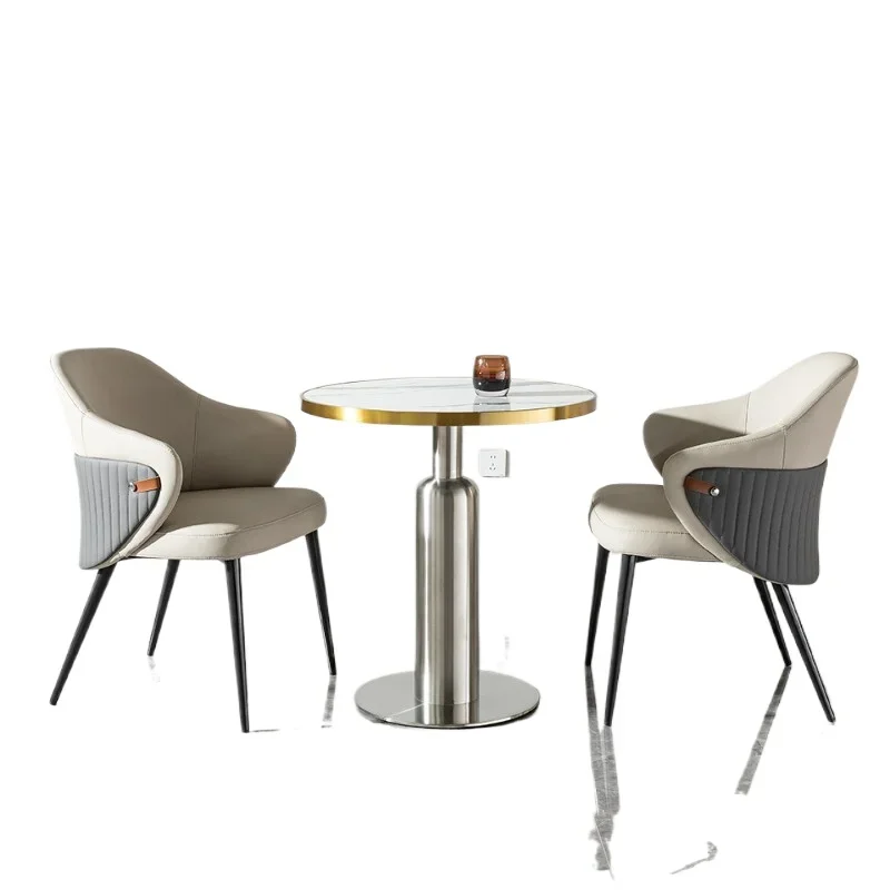 Light luxury rock slab table catering high-end commercial hotel restaurant tables and chairs