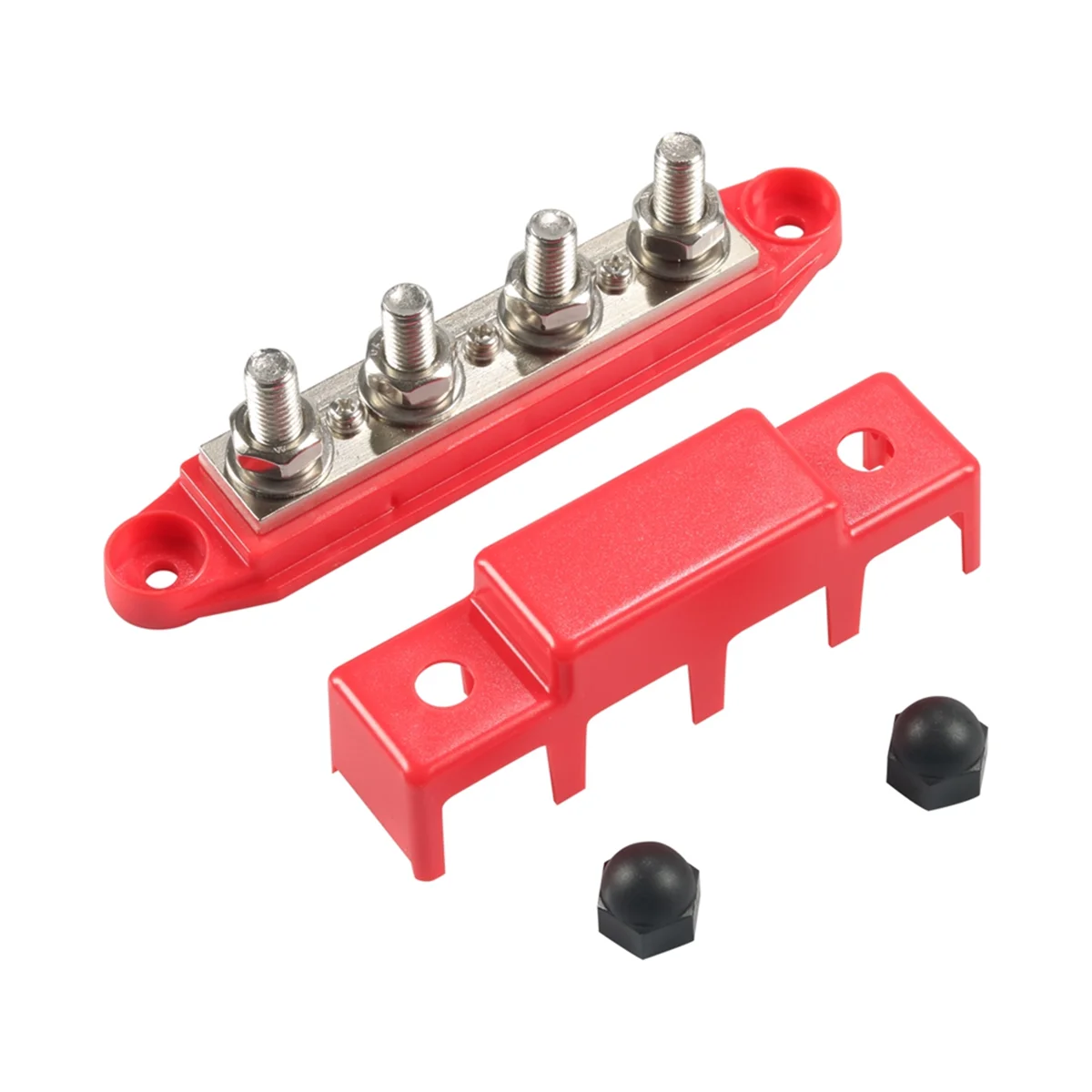 Bus Bar 12V 300A Power Distribution Block 4 X 3/8In Studs 12V Automotive Marine Battery Busbar Terminal Block with Cover