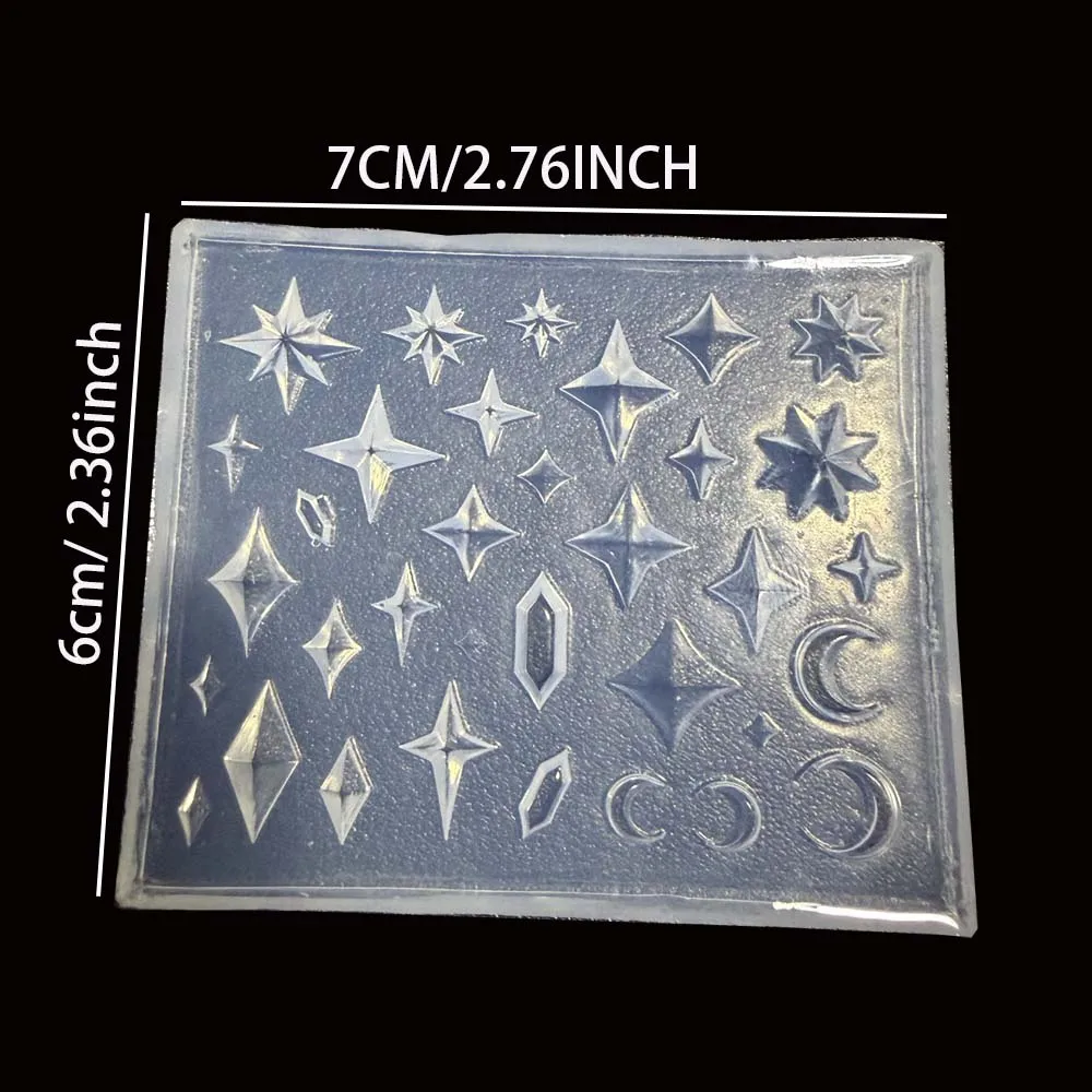 Celestial Star Moon Diamond Silicone Mold for UV Epoxy Resin Jewelry Making DIY Crystal Charms Nail Art Decorations Craft
