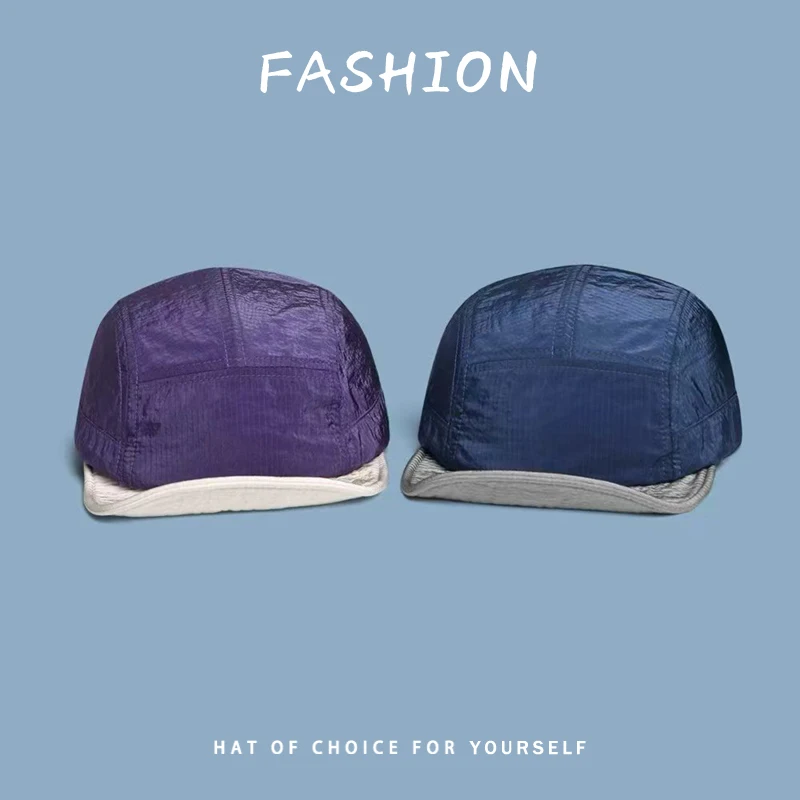 New Customizable Logo Contrast Color 5-panel Baseball Caps Unisex Summer Outdoor Leisure Sun Protection Thin Quick-drying Hats