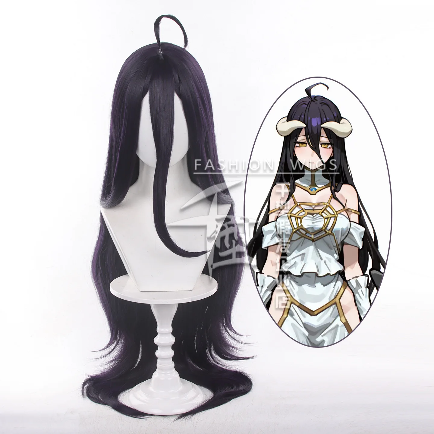 アニメアルベドコスプレウィッグ 100 センチメートルロングアルベドコスプレ耐熱人工毛女性ウィッグパーティーハロウィン + ウィッグキャップ