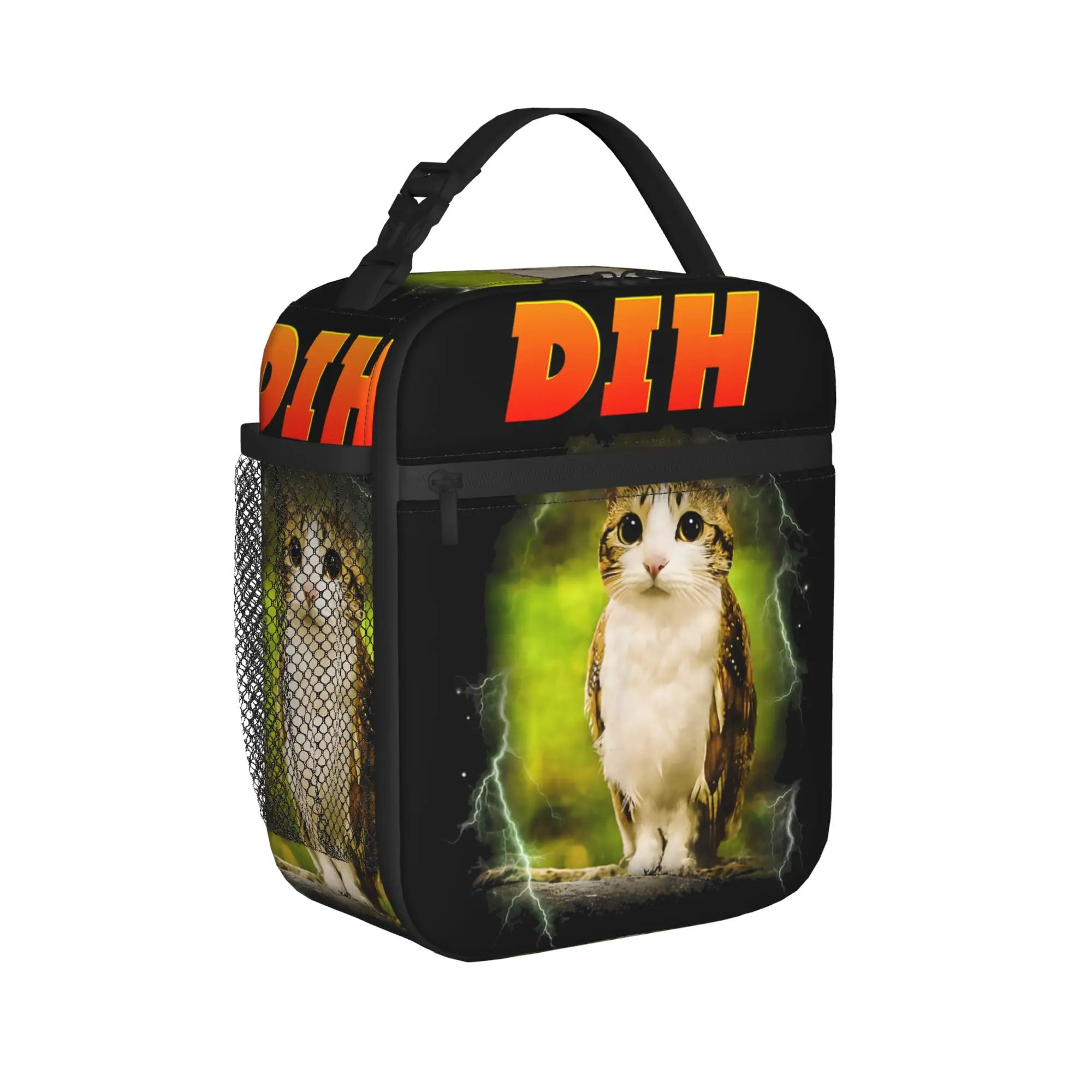 

Термоизолированная сумка для обеда Dih Meme Meowl Cat Owl для офиса, портативная сумка для еды, термосумка-холодильник