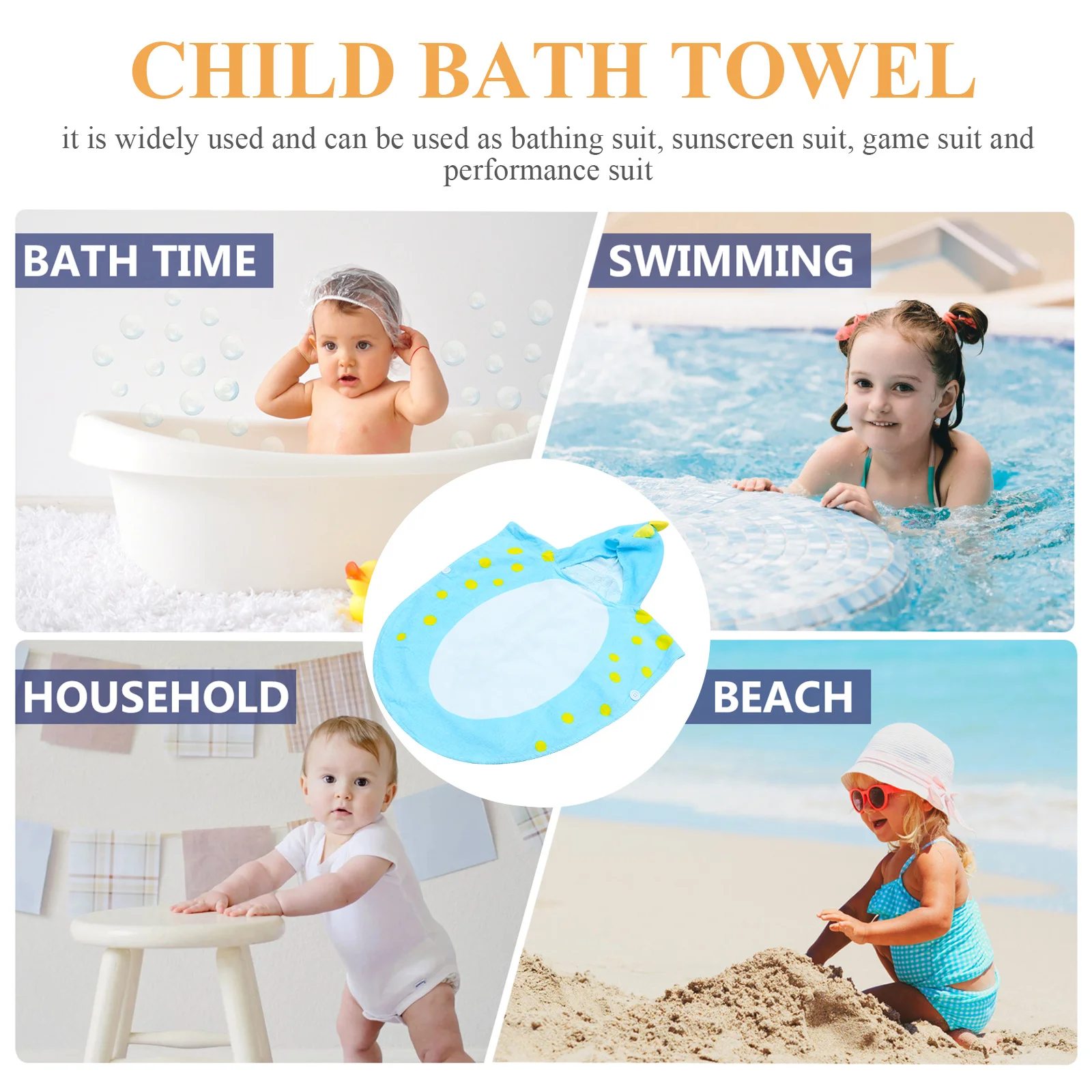 

Wrapped Children's Bath Towel Cape Infant Towels Bathing Cotton Dinosaur