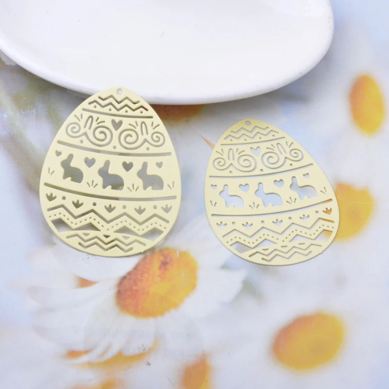 20 Stück AB7597 Messing Goldene Ovale Osterhase Liebesmuster Anhänger Bunte Charms DIY Schmuck Ohrringe Herstellung – Detail 10