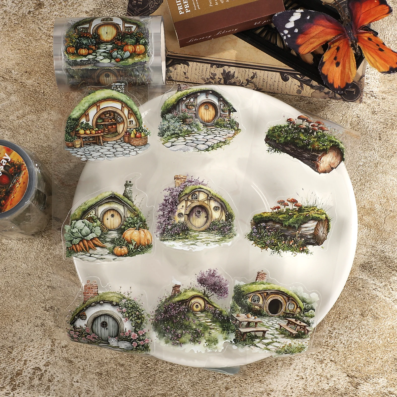 fita-pet-vintage-casa-hobbit-60mm-5m-para-paisagens-material-criativo-diy-para-diario-colagem-e-scrapbooking