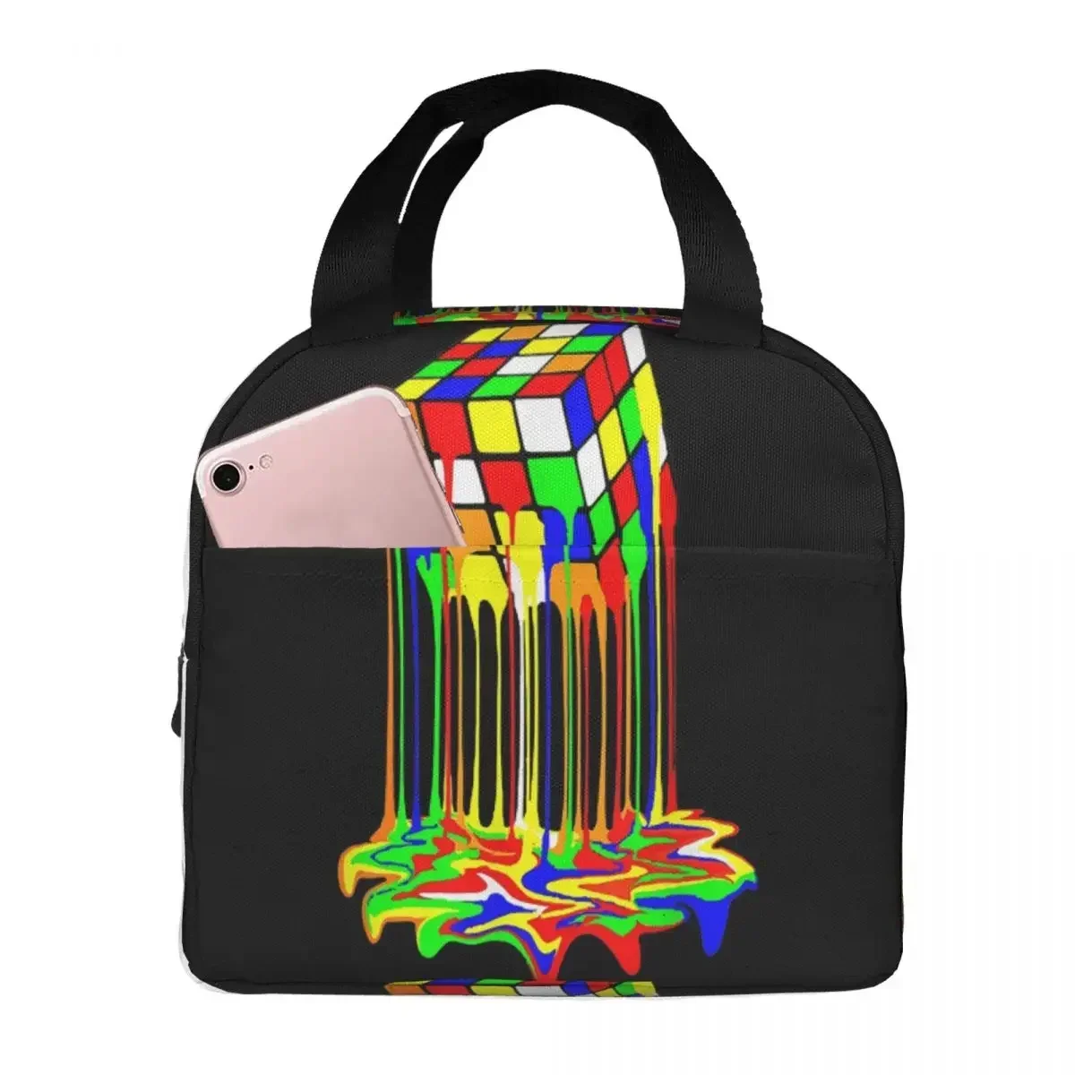 Math Rubiks Rubix Cube Insulated Lunch Bag for Women Children Portable Food Boxes Thermal Lunch Box Tote