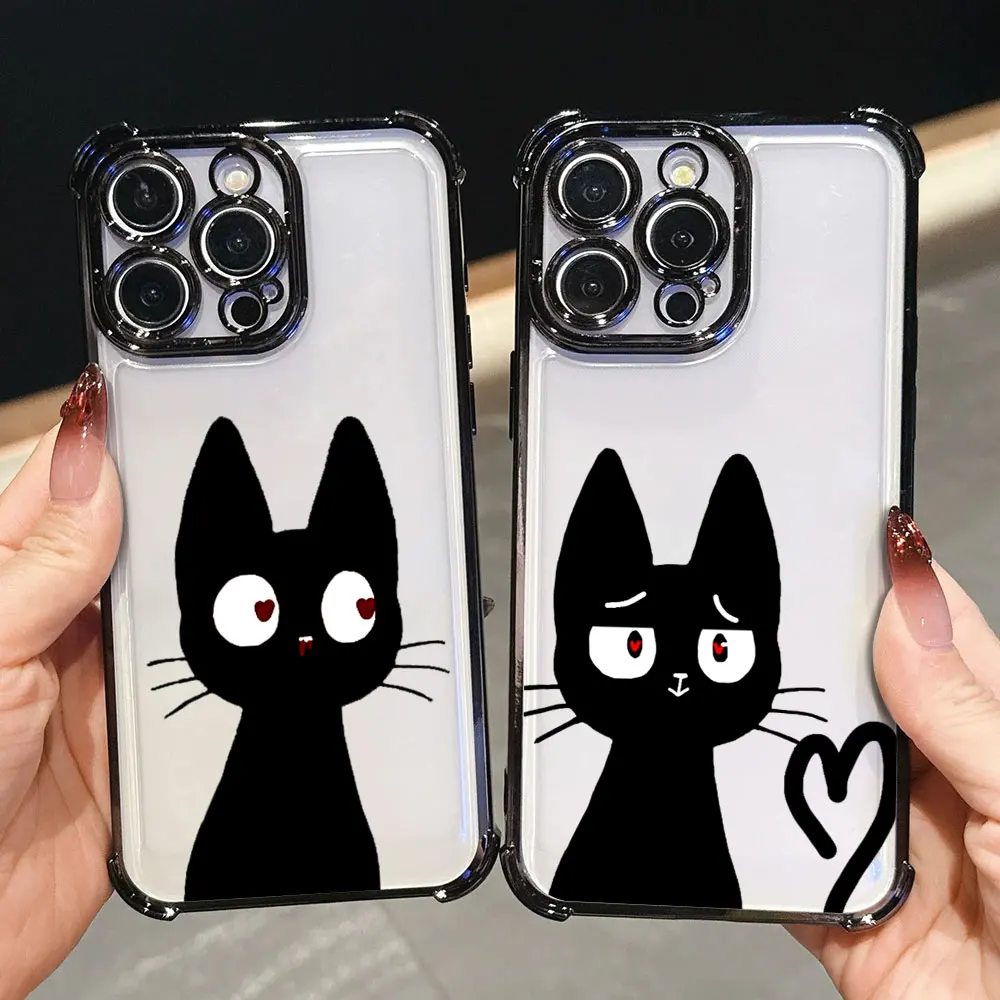 

Shockproof Case For Xiaomi Redmi 12C 13C 14C 15C 15A Note 15 14 Pro Plus 13 12 11 Pro 5G Protection Cover Lustful Black Cat Love