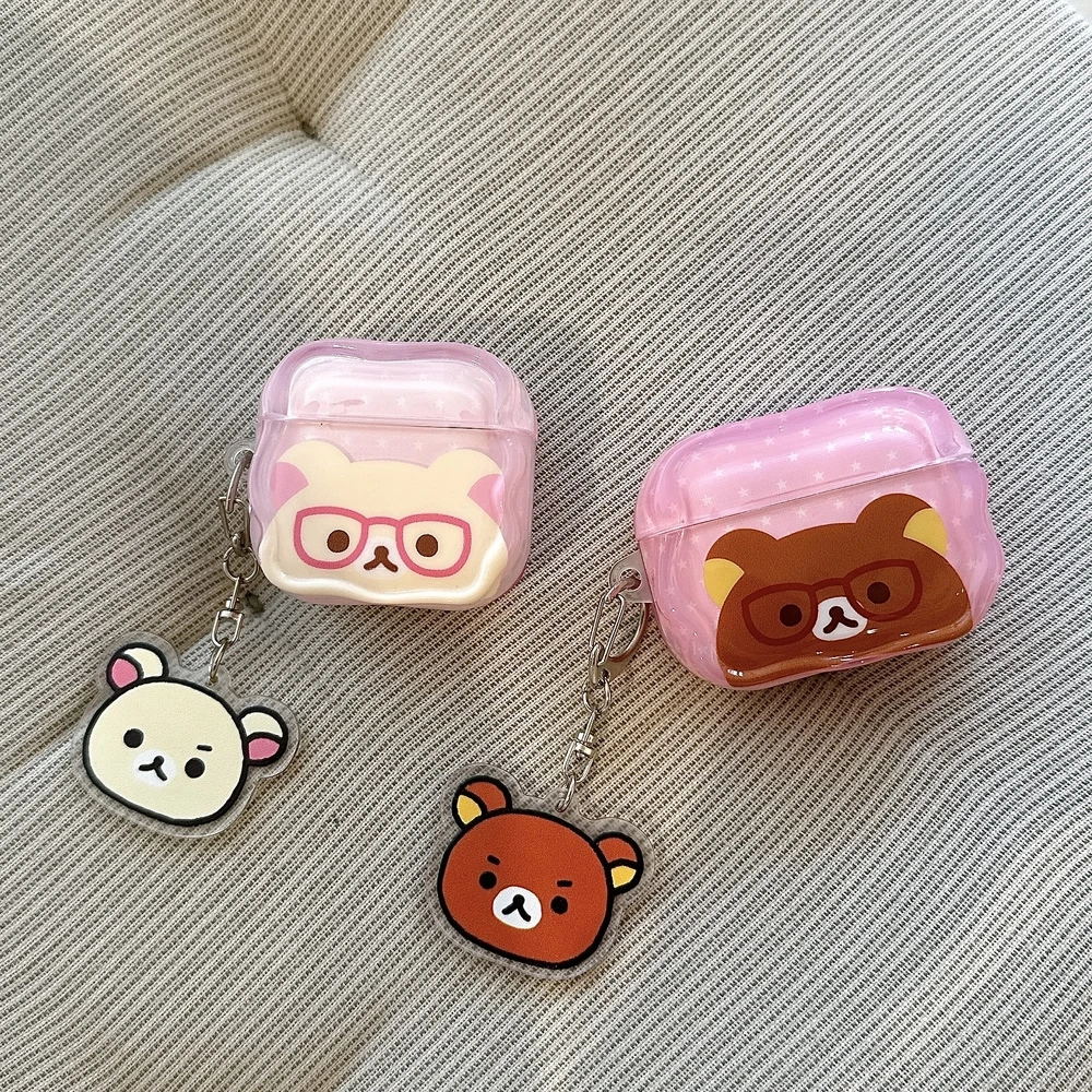 Cute Cartoon Anime Rilakkuma Bear Earphone Case For Airpods 4 2 3 1 Pro 3 2 Wireless Bluetooth Headset Protective Hard Cover view 3