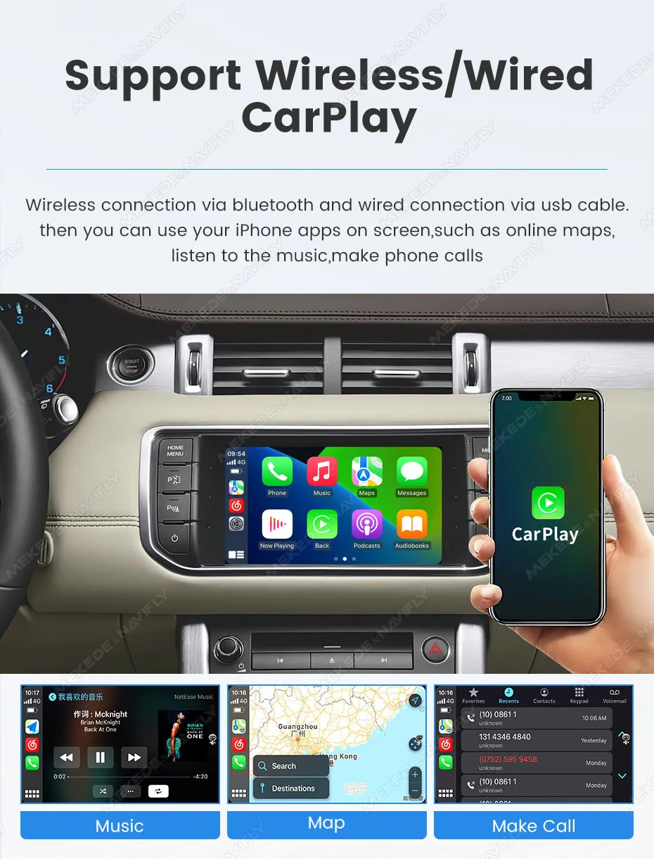 MEKEDE Wireless CarPlay Android Auto Decoder für Land Rover Jaguar Auto Smart Video BOX unterstützt Mirror Link Youtube Netflix – Detail 6
