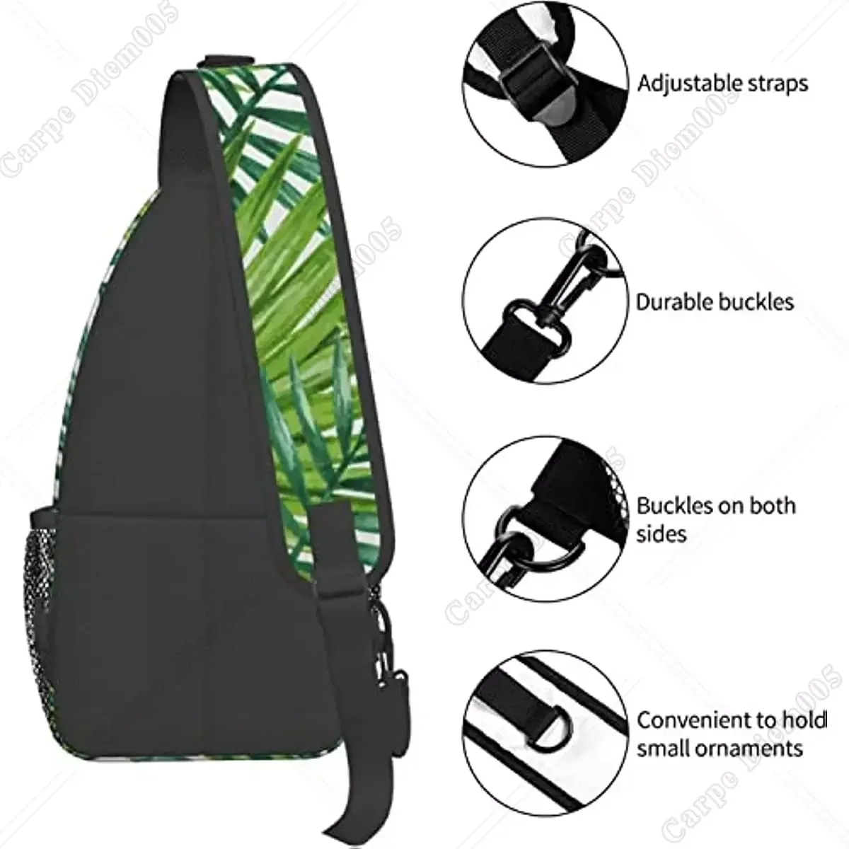 Cherry Blossom Crossbody Rope Triangle Rucksack Canfeng Sling Backpacks Travel Hiking Daypack Rope Crossbody Shoulder Bag