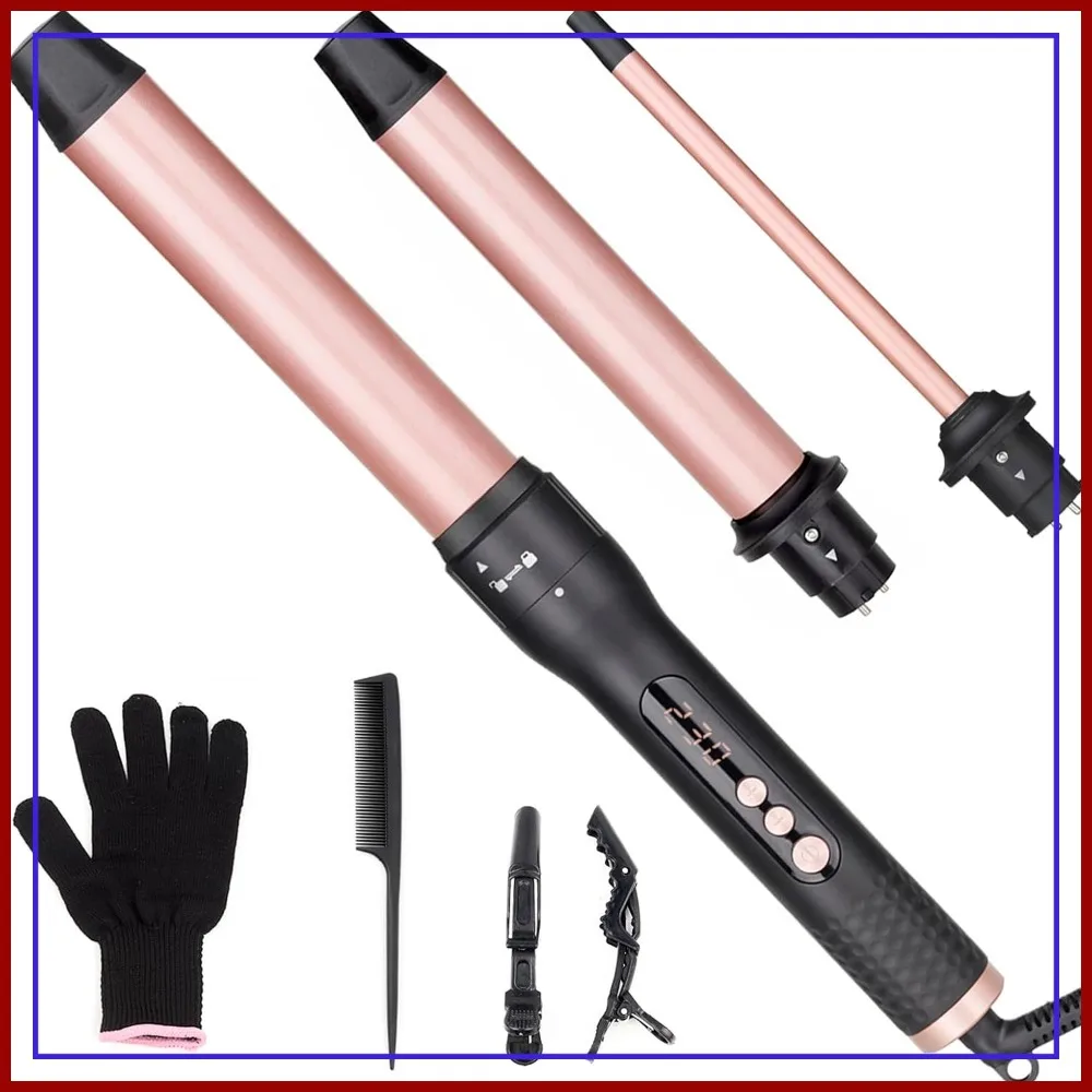 

Набор для завивки волос 3-в-1 с керамическими насадками, мгновенным нагревом и двойным напряжением для создания пляжных локонов