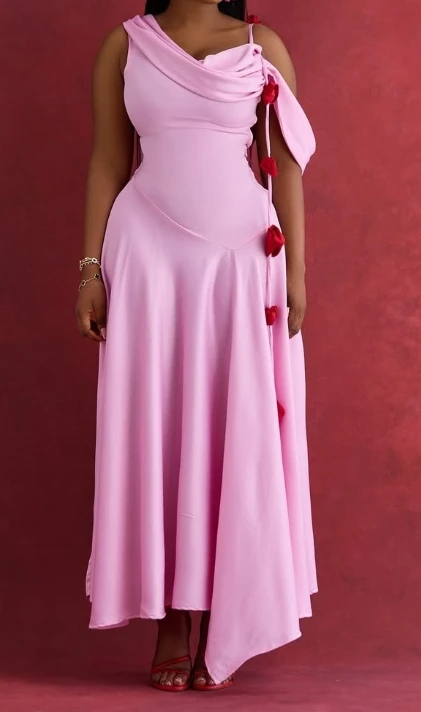 

European American Women Clothing 2025 Summer New Style Temperament Design Sense Off Shoulder Mid Length Slim Fit Suspender Dress