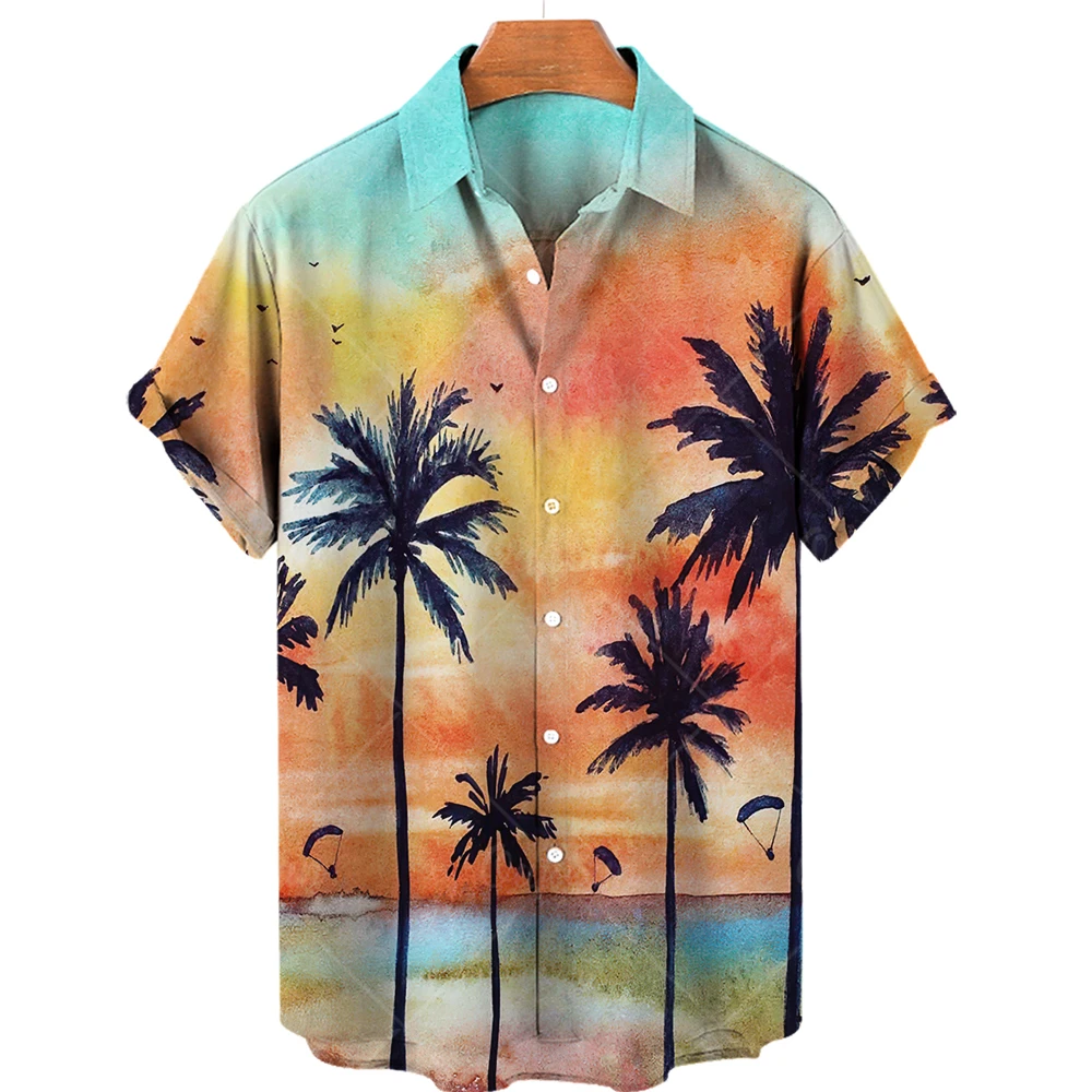 Men\'s Hawaiian shirts Summer beach vacation shirt Unisex men and women\'s daily clothing Fashion casual outdoor short sleeved top