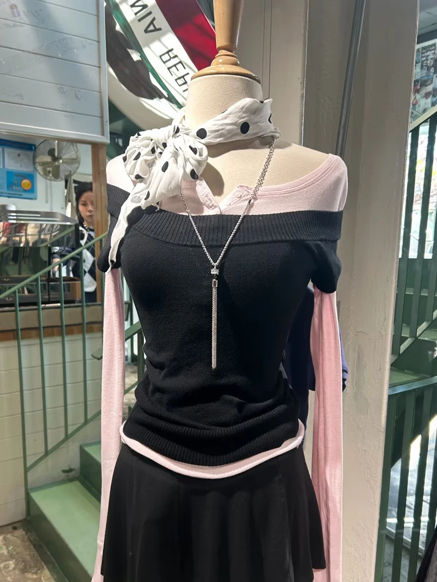 Black Knitted Slim T-shirts Woman Summer Scoop Neck Short Sleeve Cotton Tee Shirt Female Casual Simple Solid All-match Crop Tops