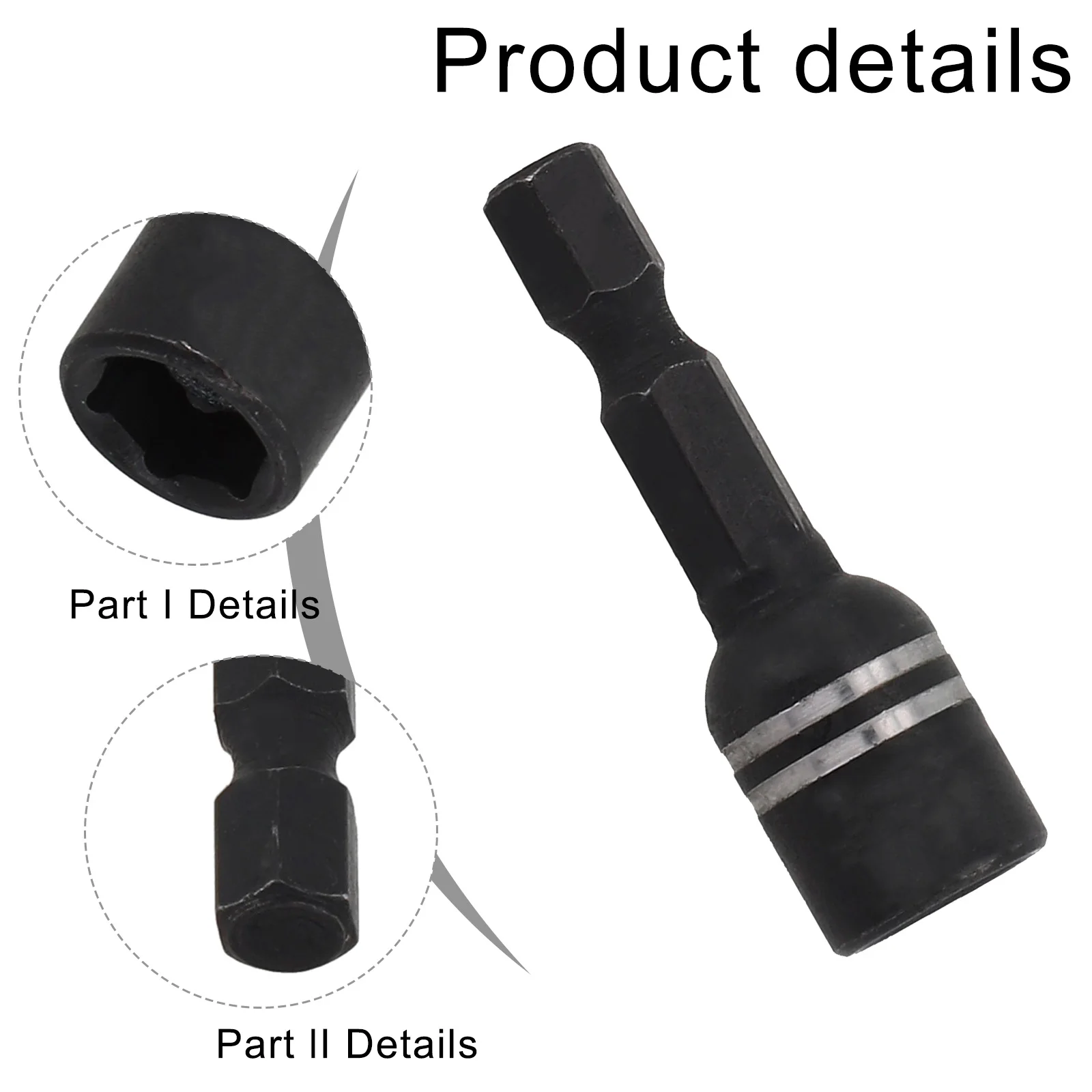 1pc 8mm Magnetic Nut Screwdriver Socket Bit 42mm-60mm 1/4