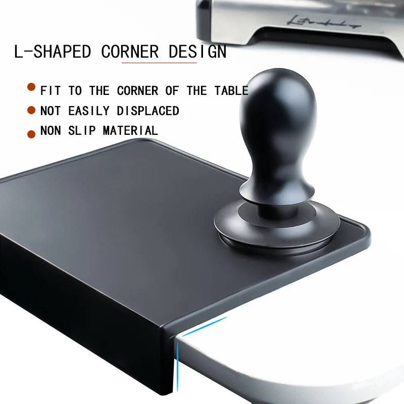 Anti-skid Coffee Tamper Mat Food Grade Silicone Pad Espresso Coffee Tamping Corner Black Thicken Mat
