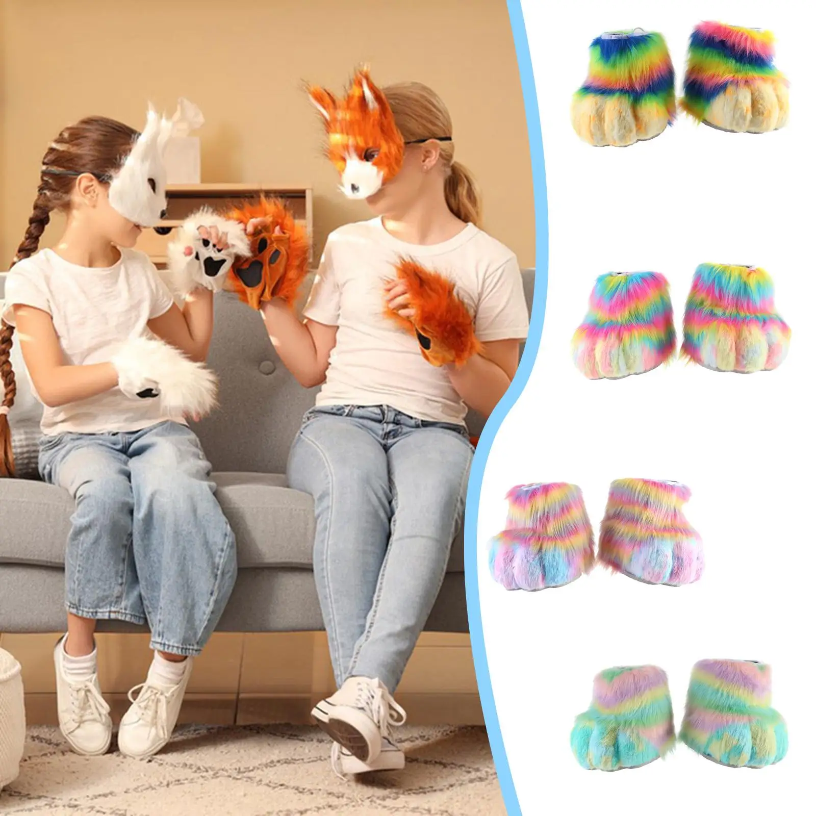 

Косплэй меховой костюм с животными, милые туфли Therian Gear Paw на Рождество для взрослых и детей