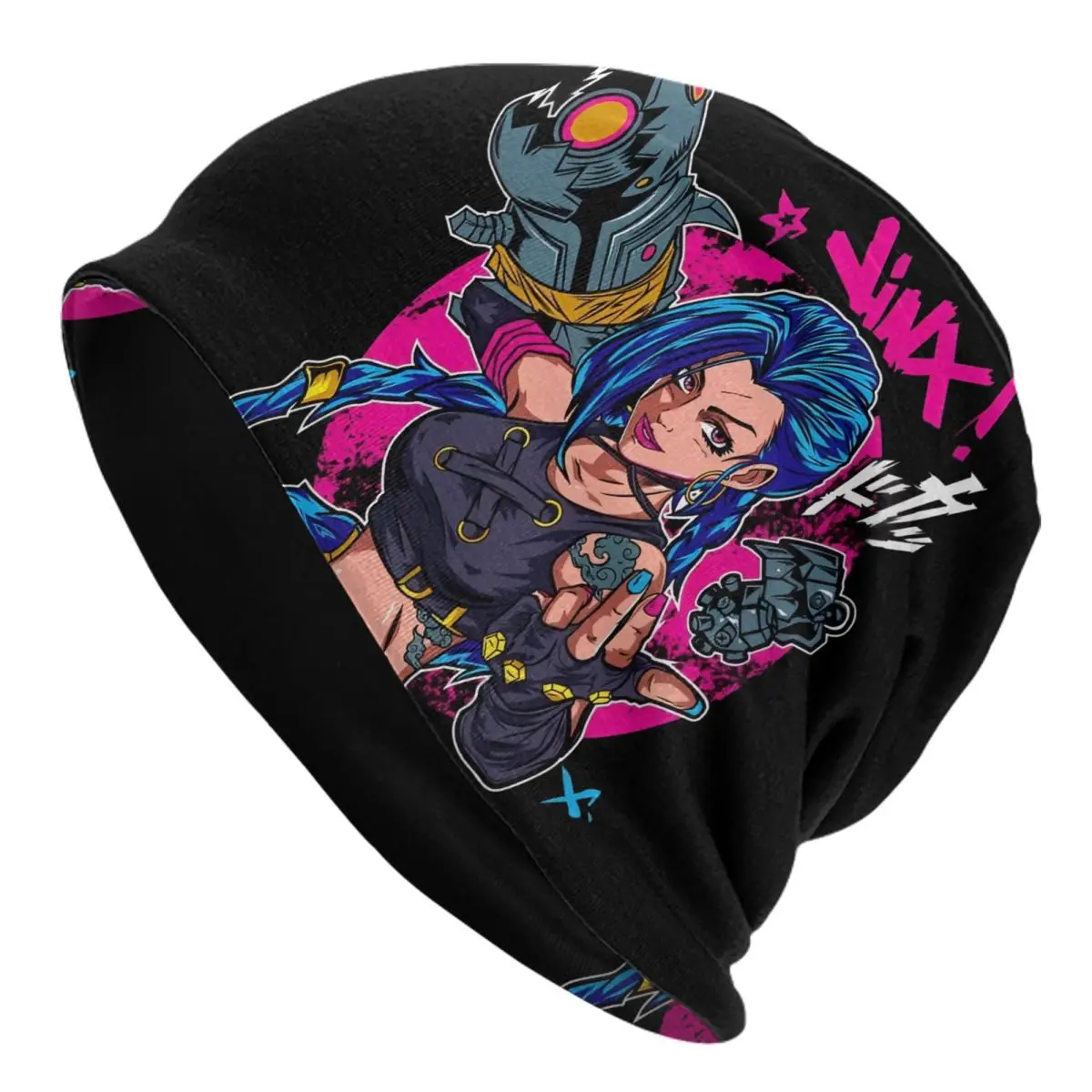 Jinx Arcane Skullies Beanies Hat League Battle Game Legends Summer Unisex Street Caps Warm Thermal Elastic Bonnet Hat