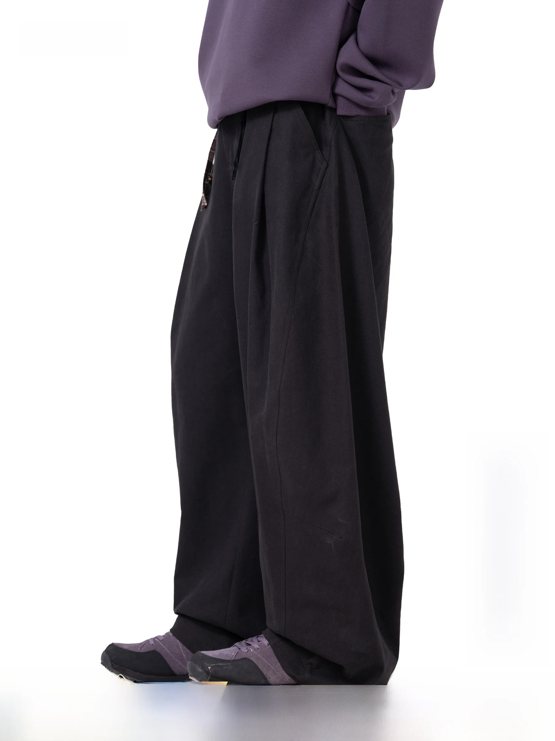 AOGZ Deconstructed Design Pressed Pleat Wide Leg Pants Men's Women's Fall Winter Fleece Lined Warm Drapey Knife Long Trousers...