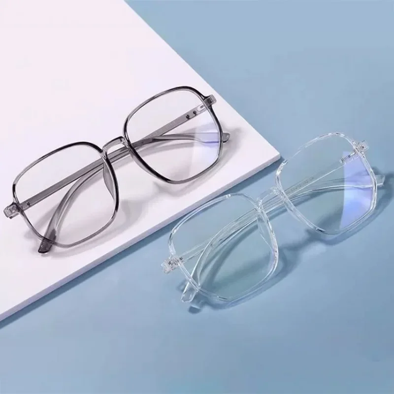 Big Square Frame Anti Blue Light Glasses para homens e mulheres, óculos para jogos de computador, óculos transparentes, moda