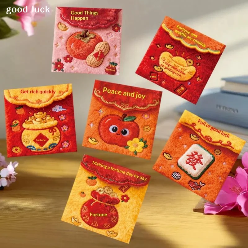 6 Sobres Rojos Creativos del Año del Caballo 2026, Sobres Rojos con Diseño de Pony para el Festival de Primavera y Año Nuevo, Bolsitas para Dinero de la Suerte