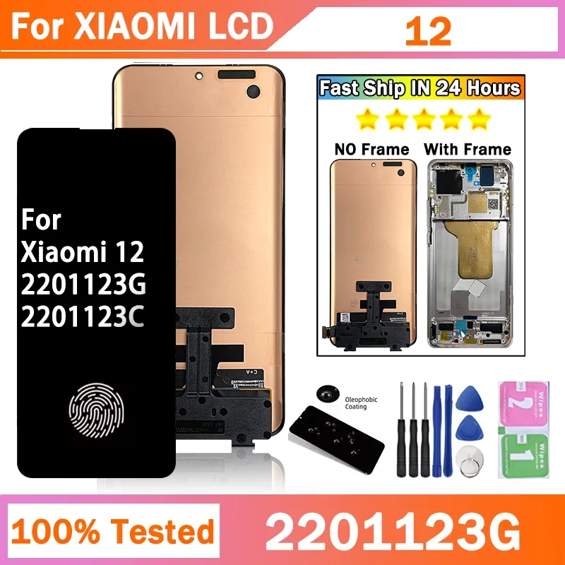 AMOLED For Xiaomi 12 12X 2201123G LCD Display Panel Glass Touch Screen Digitizer For Xiaomi mi 12 12X 2112123AC Screen