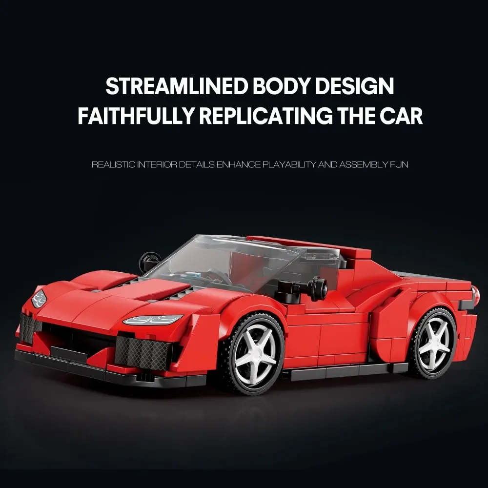 298 Elementów Klocków Samochód Wyścigowy Miasto Sportowy Pojazd Cegły Model Kolekcja 1:24 Ekspozycja na Biurko Zabawki dla Dzieci Prezenty Świąteczne