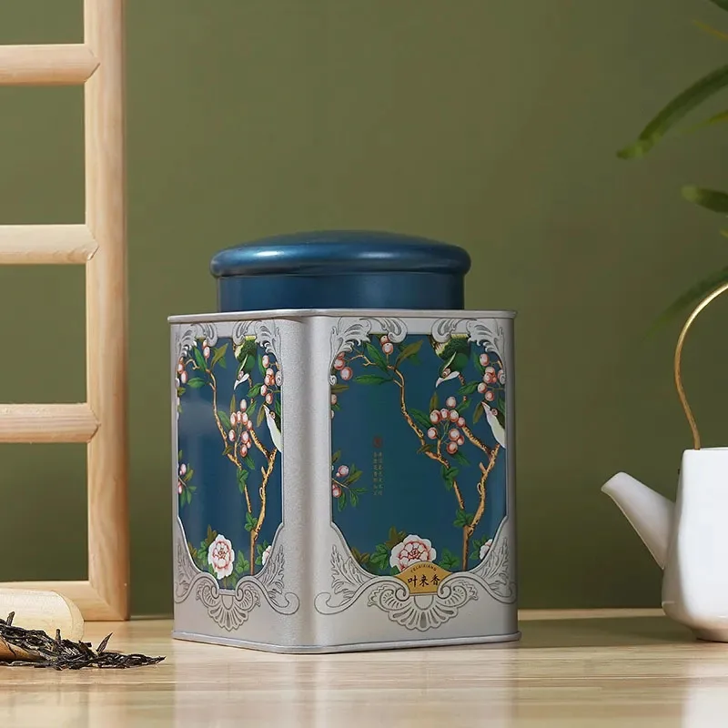 New Large-capacity Metal Tea Storage Cans Creative Printing Pattern Round Shape Tea Sealed Caddy Retro Style Tea Packaging Boxes