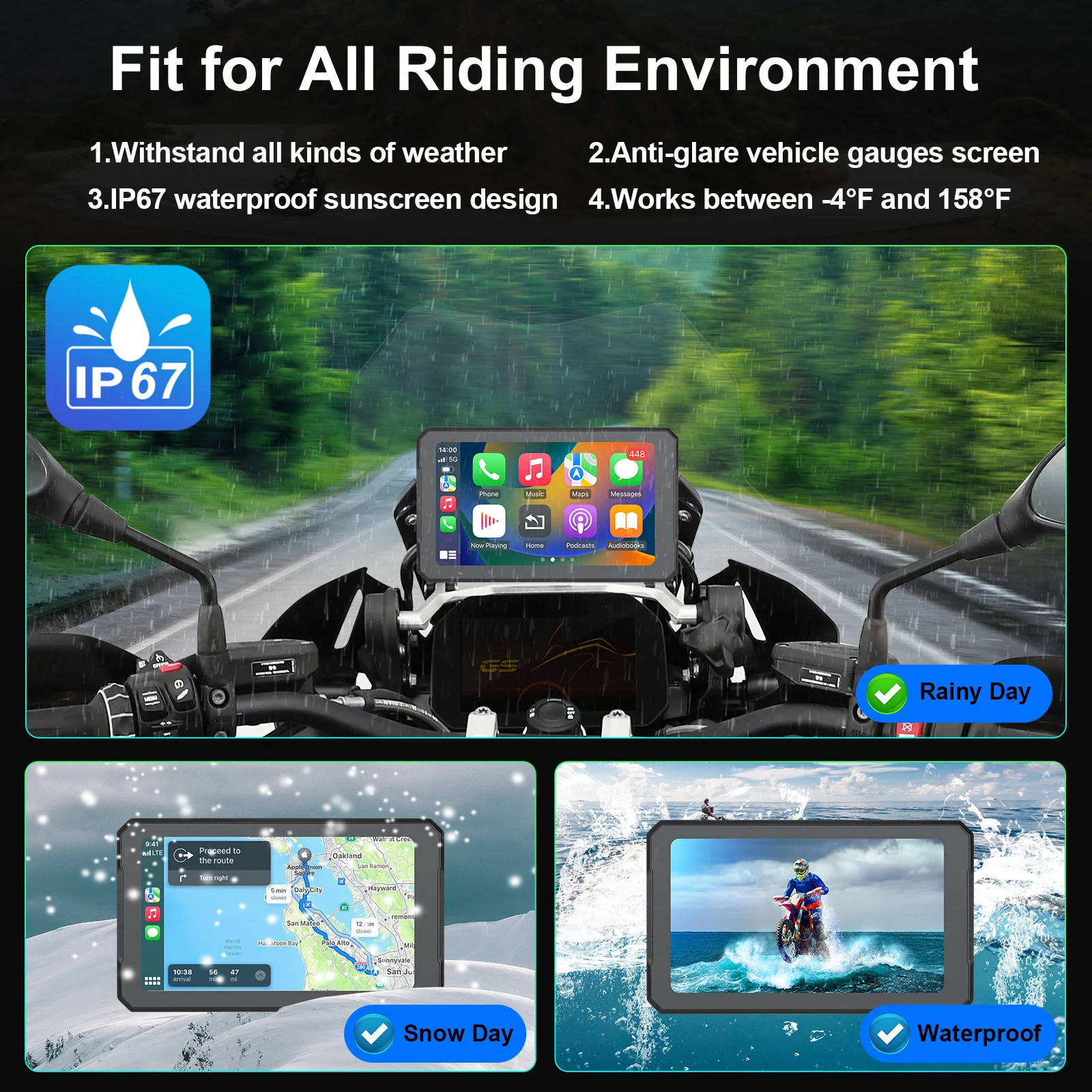 For BMW S1000 M1000 R1200 R1250GS XR ADV Touch Outdoor Waterproof Sunsceen Portable Motorcycle Navigator CarPlay Android Auto