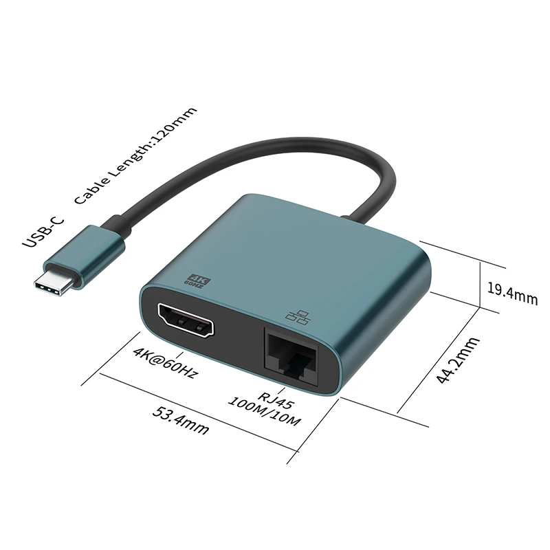 محطة قاعدة USB-C إلى HDMI متوافقة مع USB-C HUB USB-C إلى VGA محول فيديو RJ45 (100 متر) بطاقة فيديو لأجهزة الكمبيوتر المحمول محول فيديو USB