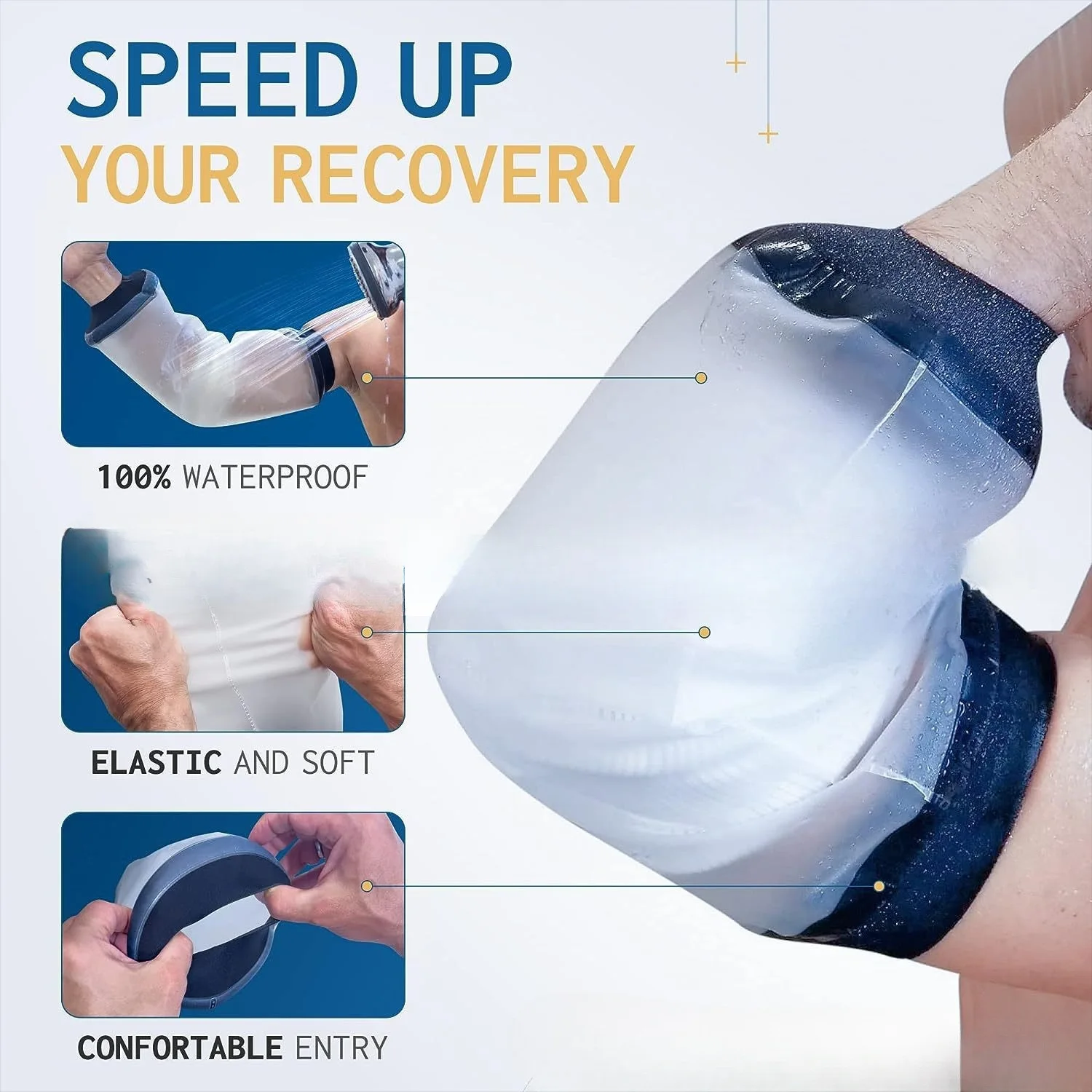 1PC Waterproof PICC Line Shower Covers for Upper Arm, Adult Reusable Watertight Wound Bandage Sleeve Protector For Elbow/Arm