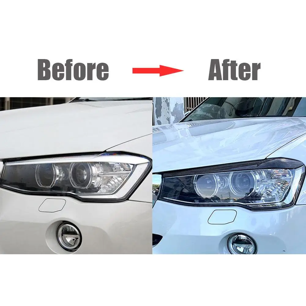 

Carbon Fiber Car Front Headlight Eyebrow Eyelid Lamp Light Eyebrows Sticker For BMW X3 X4 F25 F26 2014-2017 Auto Accessories