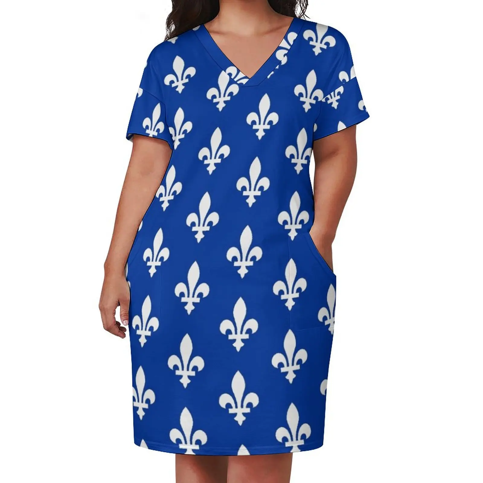 Quebec Flag Canadian Province Loose Pocket Dress ladies dresses for special occasion dresses for womens 2024