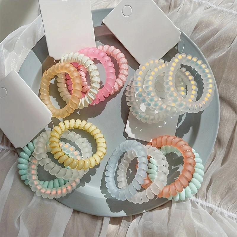 4pcs/set New Telephone Cord Scrunchies Spiral Hair Tie Ponytail Holder Rubber Bands Elastic Hair Band Women Hair Accessories