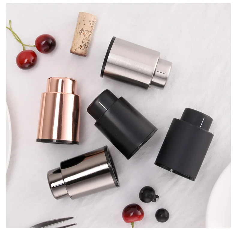 Wine Plug Vacuum Retain Freshness Champagne Stopper Red Wine Stopper Stainless Steel Wine Bottle Cap Leak-Proof Sealing.
