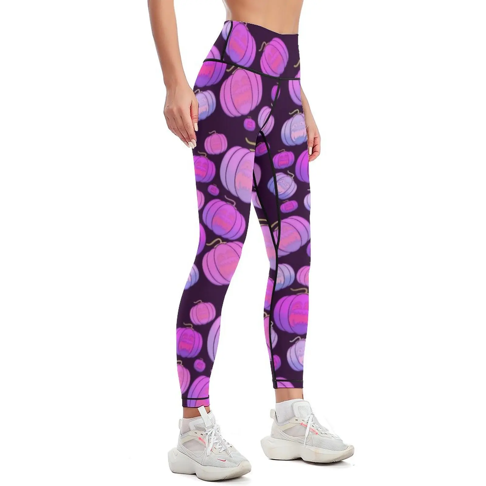 Pink Spirit Halloween Sad Pumpkin Patterns T-Shirt Leggings gym clothing sportswear for gym gym pants Womens Leggings